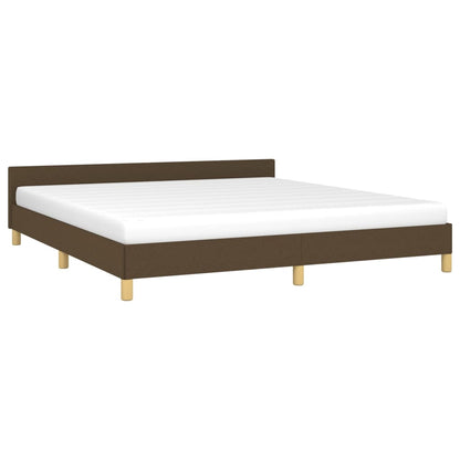 Bed frame with headboard dark brown 180x200 cm fabric