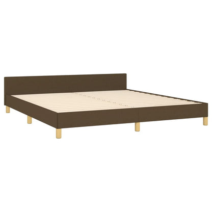 Bed frame with headboard dark brown 180x200 cm fabric