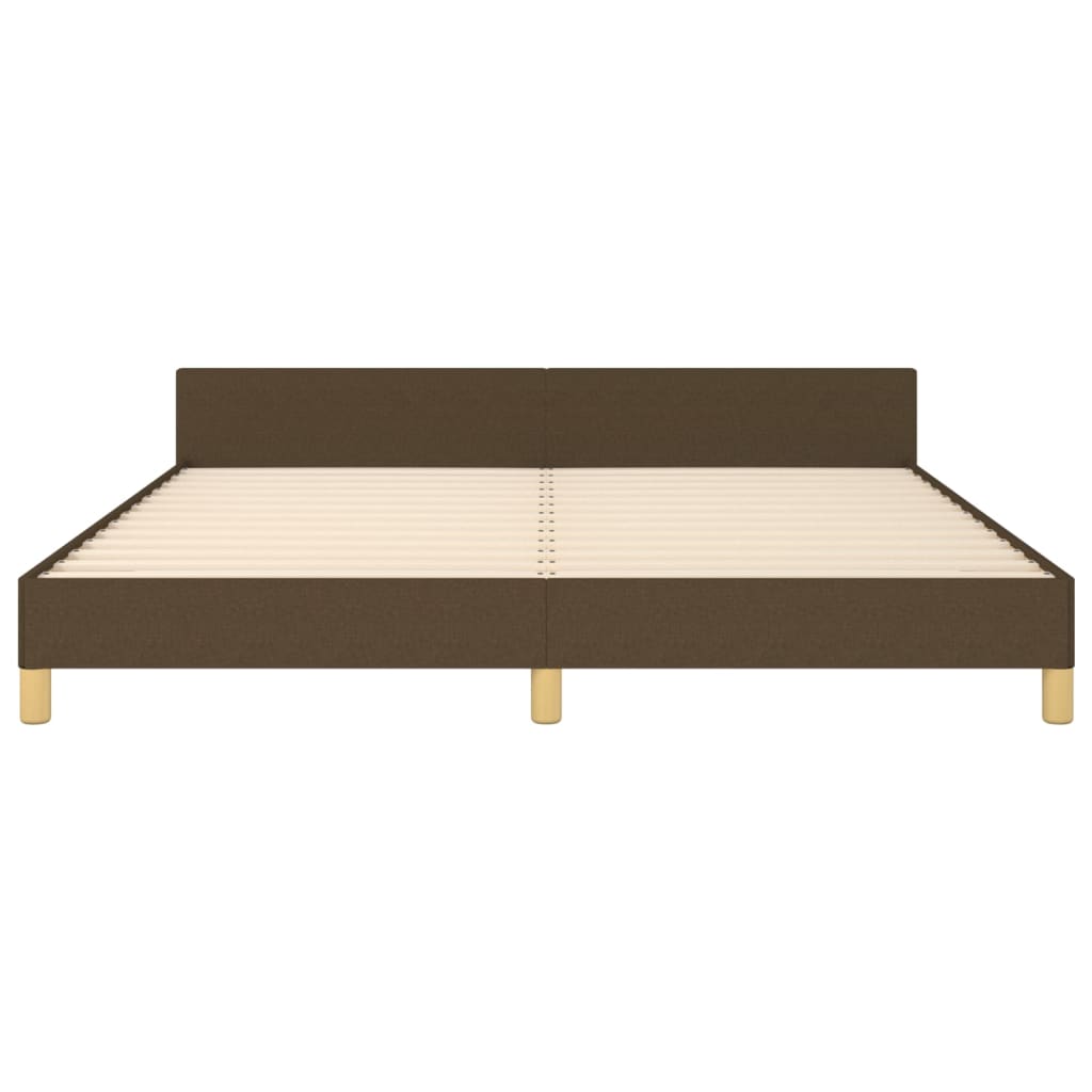Bed frame with headboard dark brown 180x200 cm fabric