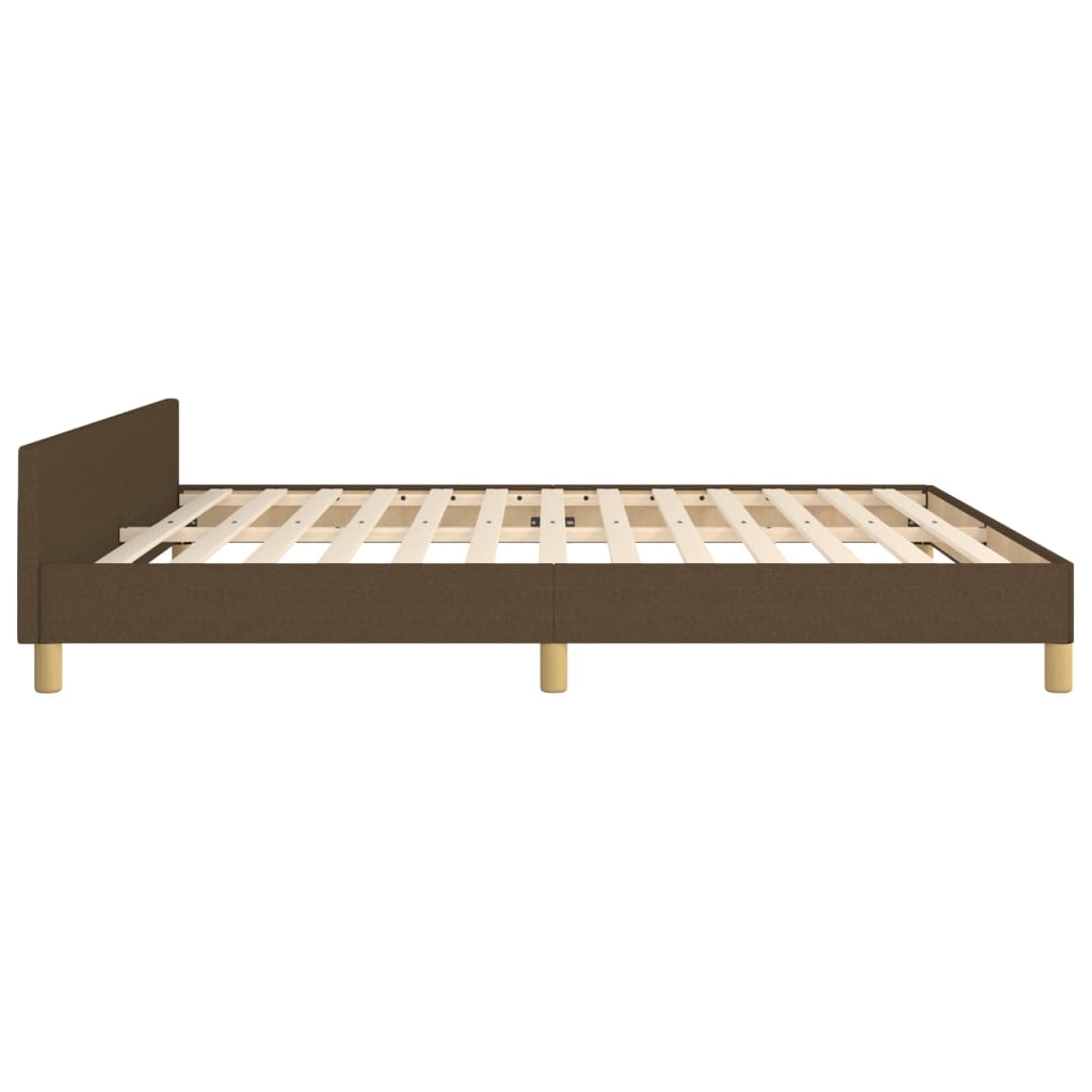 Bed frame with headboard dark brown 180x200 cm fabric