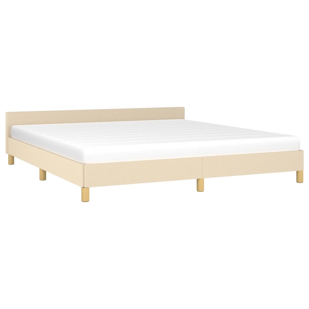 Bed frame with headboard cream 180x200 cm fabric