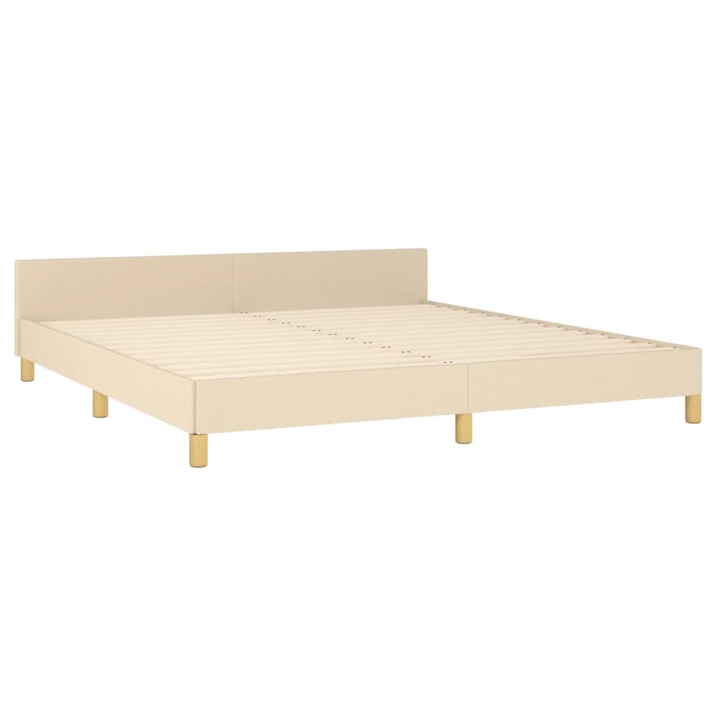 Bed frame with headboard cream 180x200 cm fabric