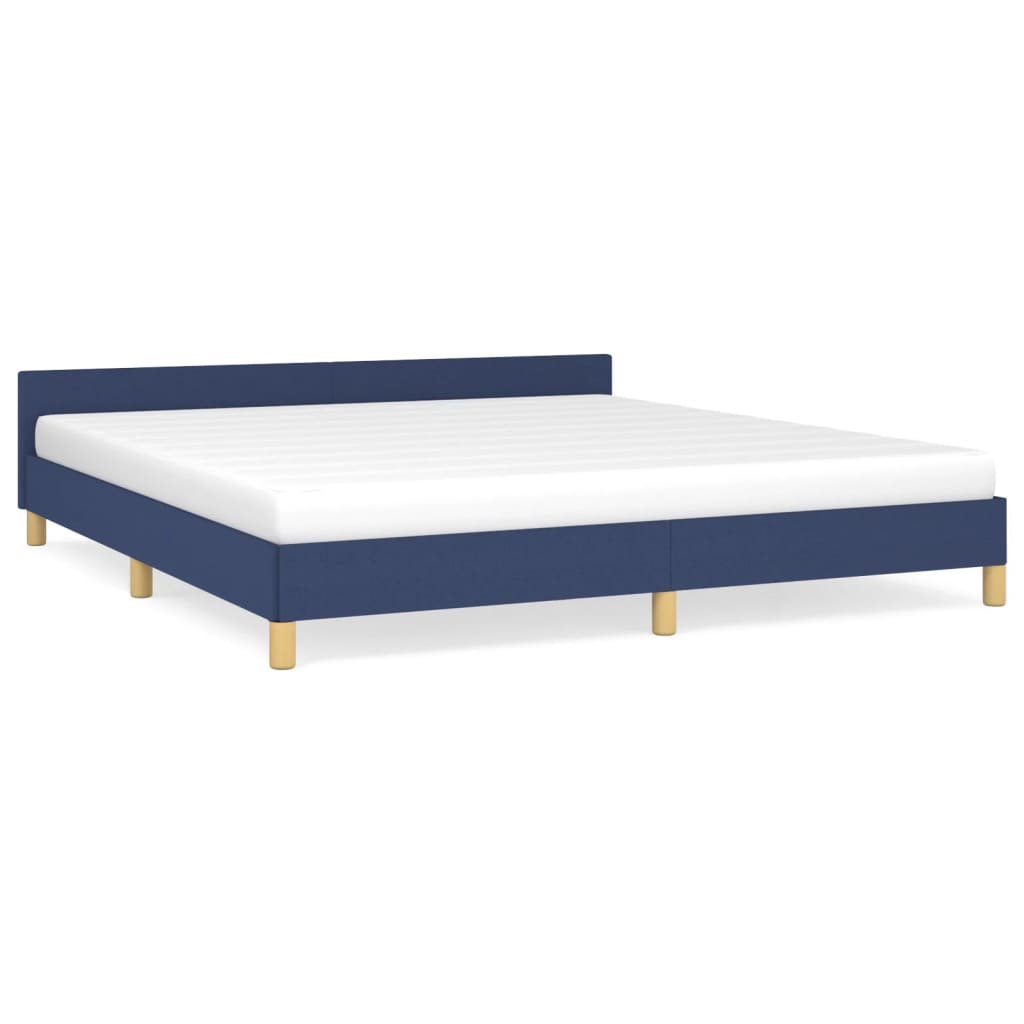 Bed frame with headboard blue 180x200 cm fabric