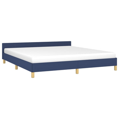 Bed frame with headboard blue 180x200 cm fabric