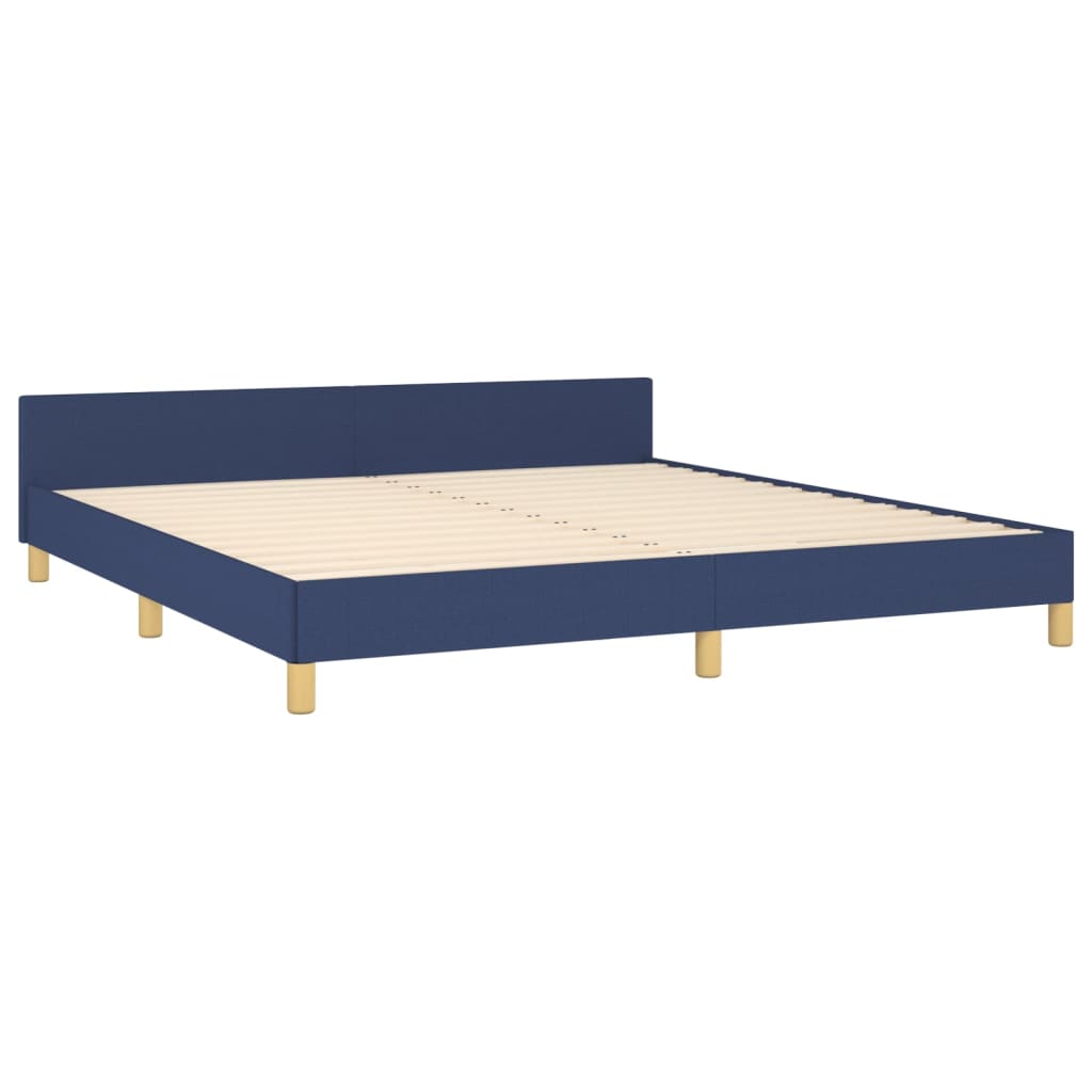 Bed frame with headboard blue 180x200 cm fabric