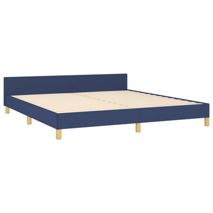 Bed frame with headboard blue 180x200 cm fabric