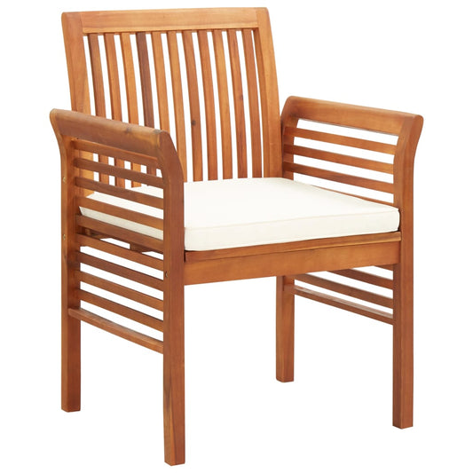 Garden dining chairs with cushions 4 pcs. Solid wood acacia