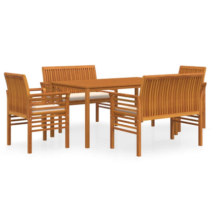5-piece garden dining set with cushions solid acacia wood