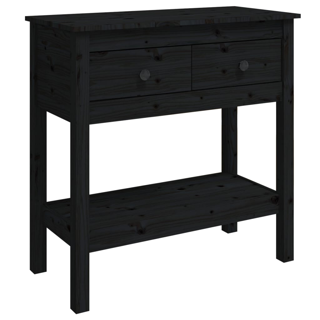 Console table black 75x35x75 cm solid pine