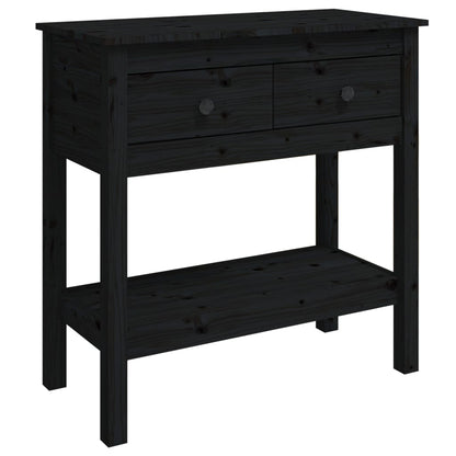 Console table black 75x35x75 cm solid pine