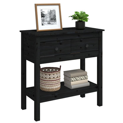 Console table black 75x35x75 cm solid pine