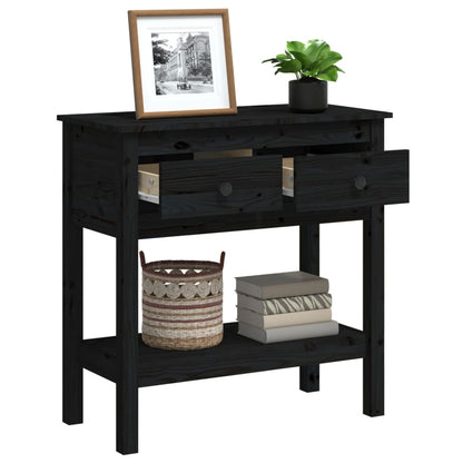 Console table black 75x35x75 cm solid pine