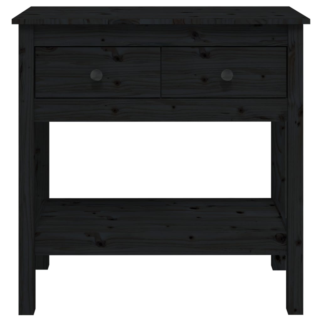 Console table black 75x35x75 cm solid pine