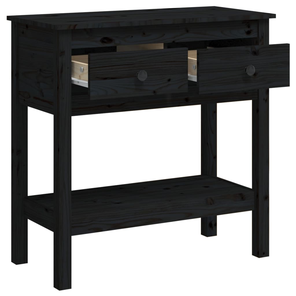 Console table black 75x35x75 cm solid pine