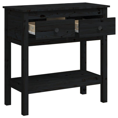 Console table black 75x35x75 cm solid pine