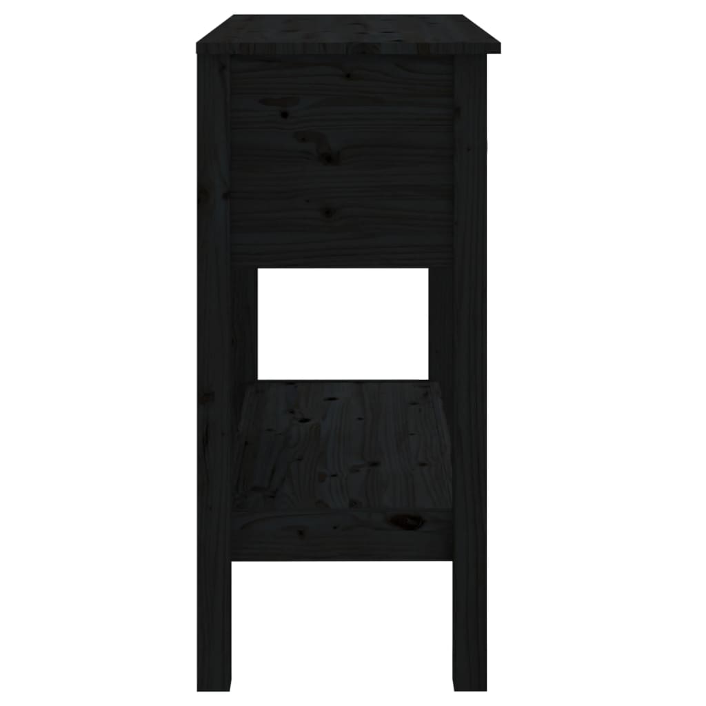 Console table black 75x35x75 cm solid pine