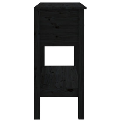 Console table black 75x35x75 cm solid pine