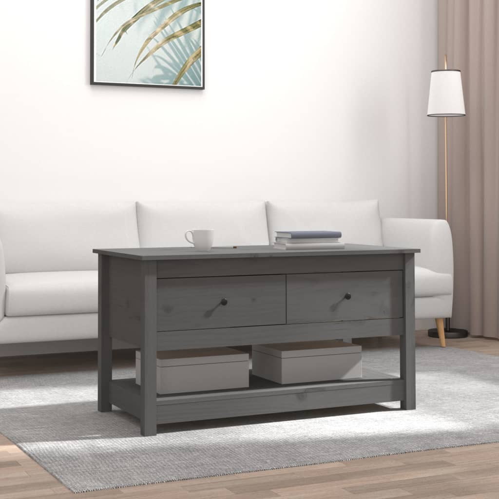 Coffee table grey 102x49x55 cm solid pine