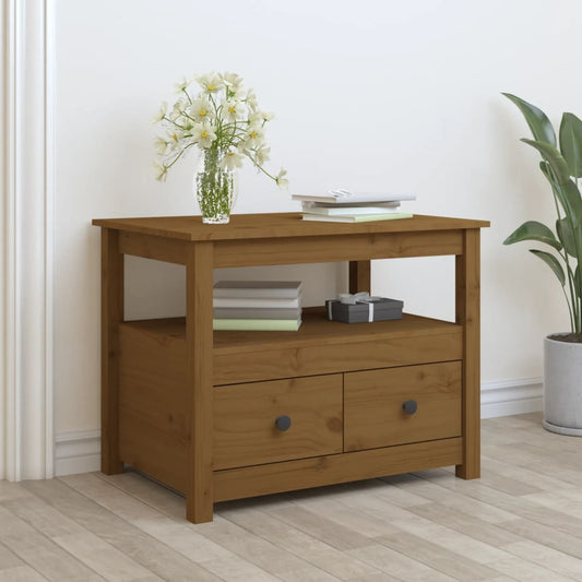 Stol za kavu med smeđi 71x49x55 cm puno borovo drvo