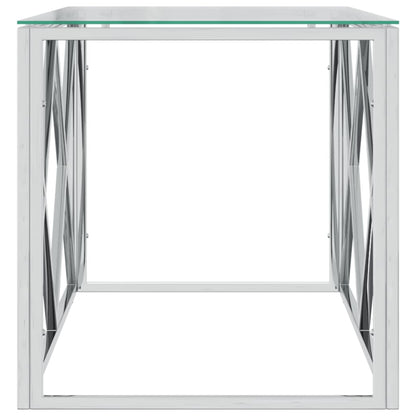 Couchtisch 110x45x45 cm Edelstahl und Glas