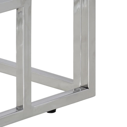 Konzolni stol srebrni nehrđajući čelik i masivno drvo akacije