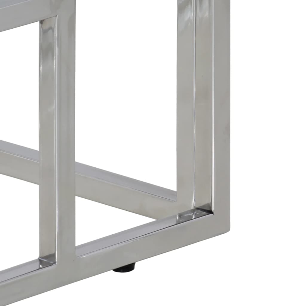 Konzolni stol srebrni nehrđajući čelik i puno staro drvo