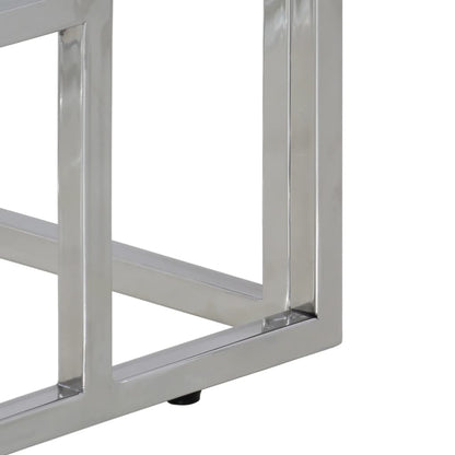 Konzolni stol srebrni nehrđajući čelik i puno staro drvo