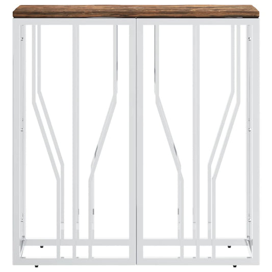 Konzolni stol srebrni nehrđajući čelik i puno staro drvo