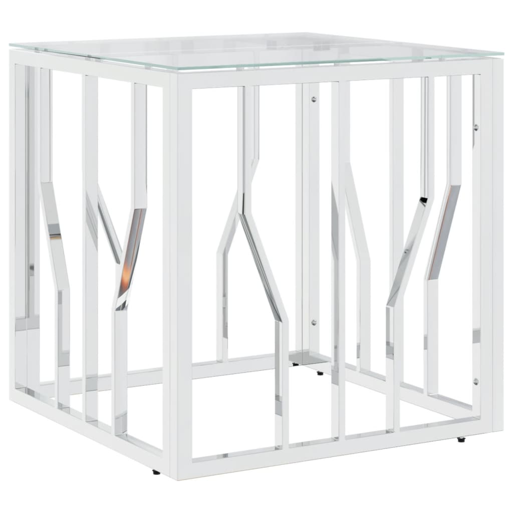 Couchtisch Silbern 50x50x50 cm Edelstahl und Glas