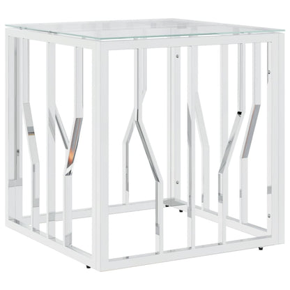 Couchtisch Silbern 50x50x50 cm Edelstahl und Glas