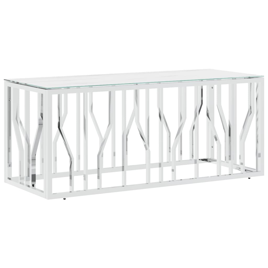 Couchtisch Silbern 110x45x45 cm Edelstahl und Glas