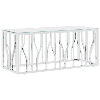 Couchtisch Silbern 110x45x45 cm Edelstahl und Glas