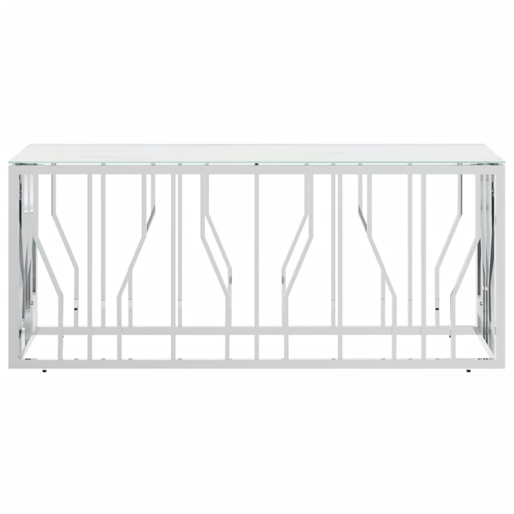 Couchtisch Silbern 110x45x45 cm Edelstahl und Glas