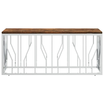 Couchtisch Edelstahl und Massives Altholz