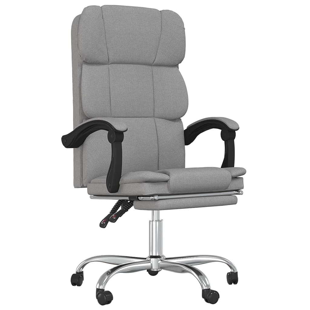 Office chair with reclining function light grey fabric