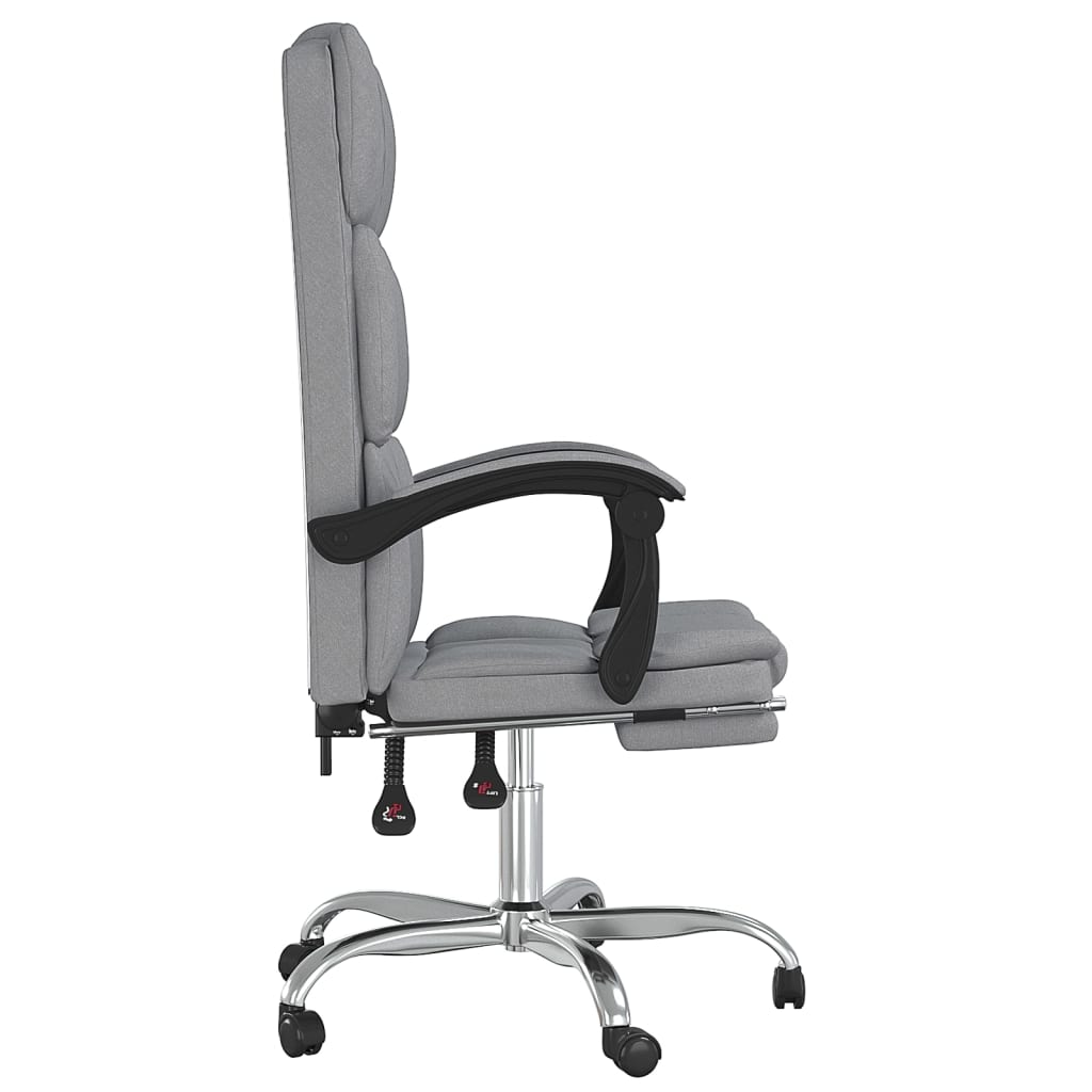 Office chair with reclining function light grey fabric