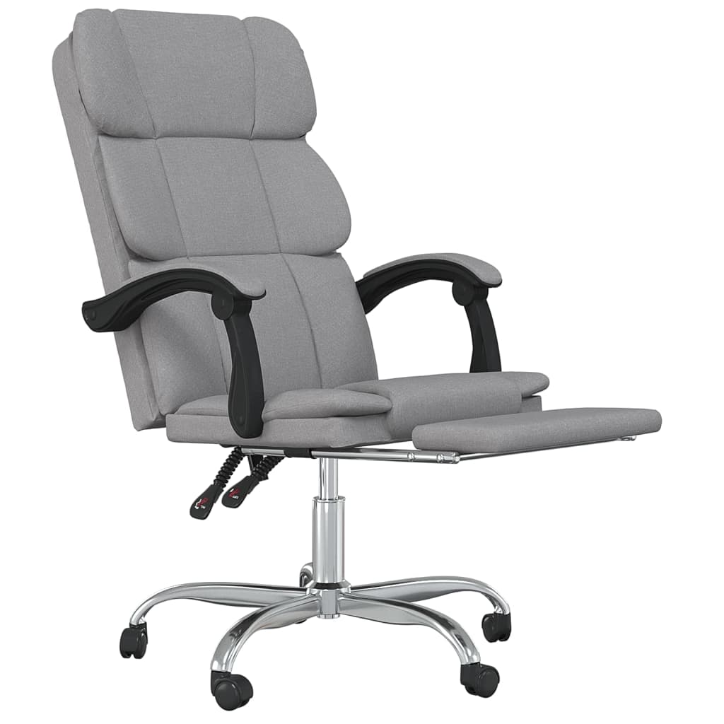 Office chair with reclining function light grey fabric