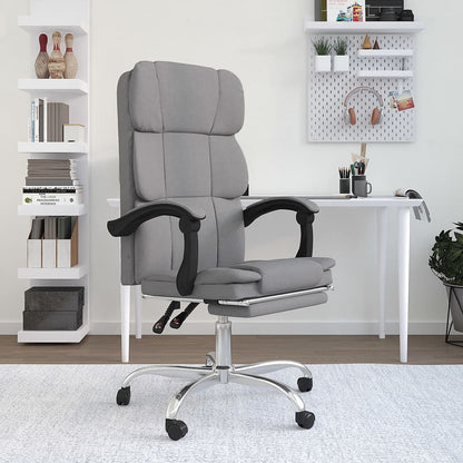 Office chair with reclining function light grey fabric