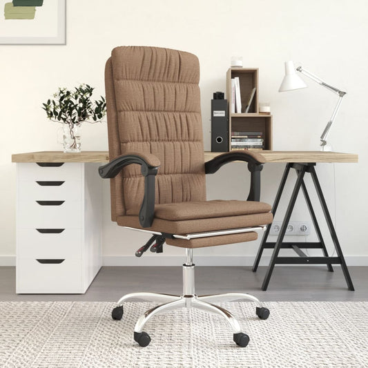 Office chair with reclining function brown fabric