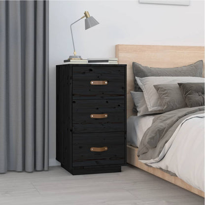 vidaXL Bedside Tables 2 pcs Black 40x40x75 cm Solid Pinewood