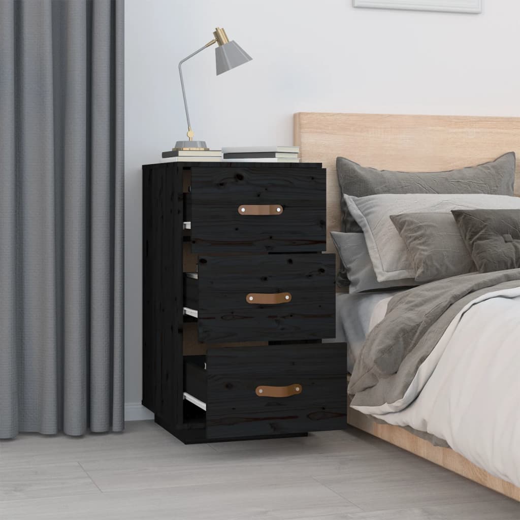 vidaXL Bedside Tables 2 pcs Black 40x40x75 cm Solid Pinewood
