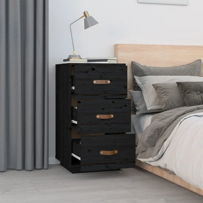 vidaXL Bedside Tables 2 pcs Black 40x40x75 cm Solid Pinewood