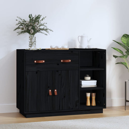 Sideboard Black 98.5x40x75 cm Solid Pine