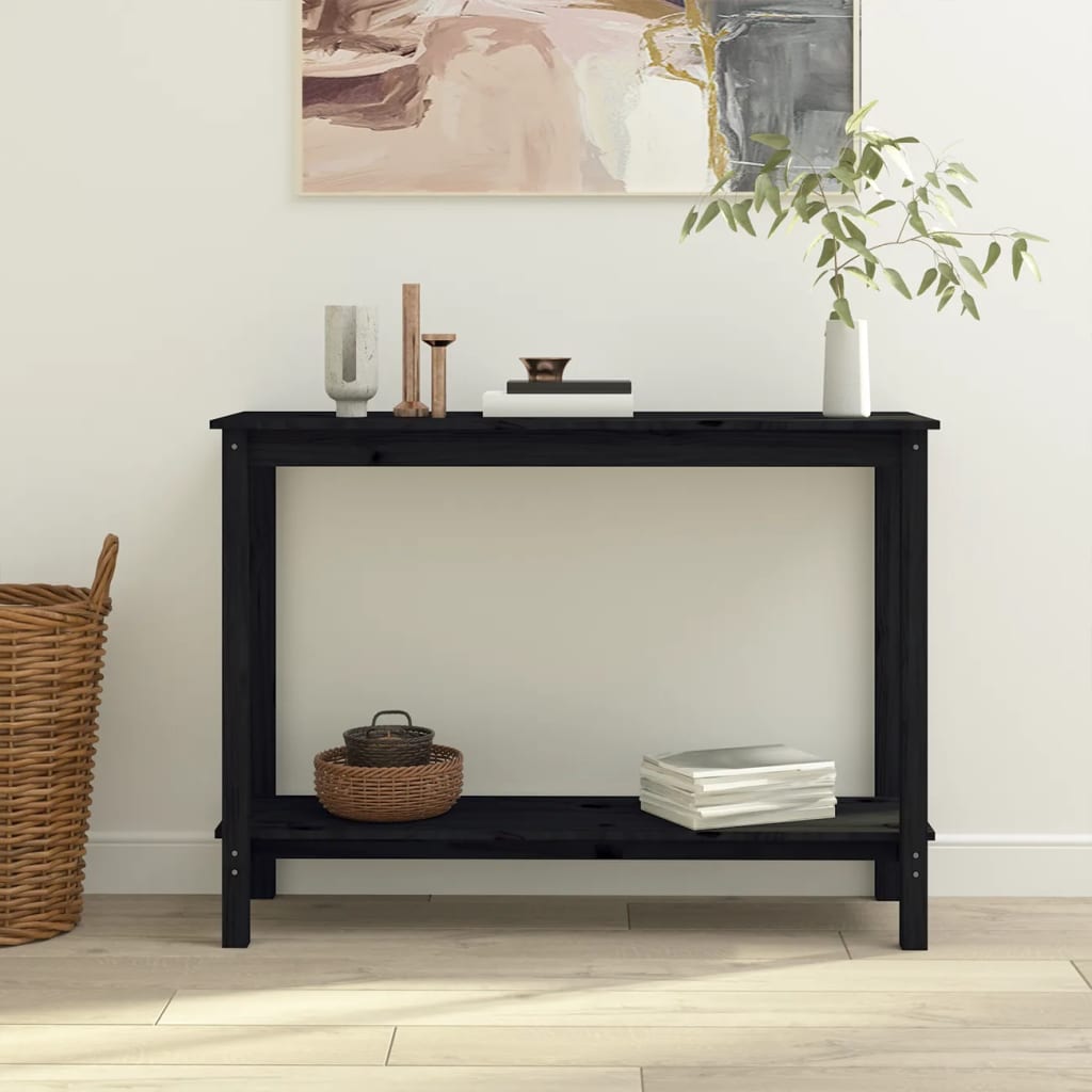 Console table black 110x40x80 cm solid pine