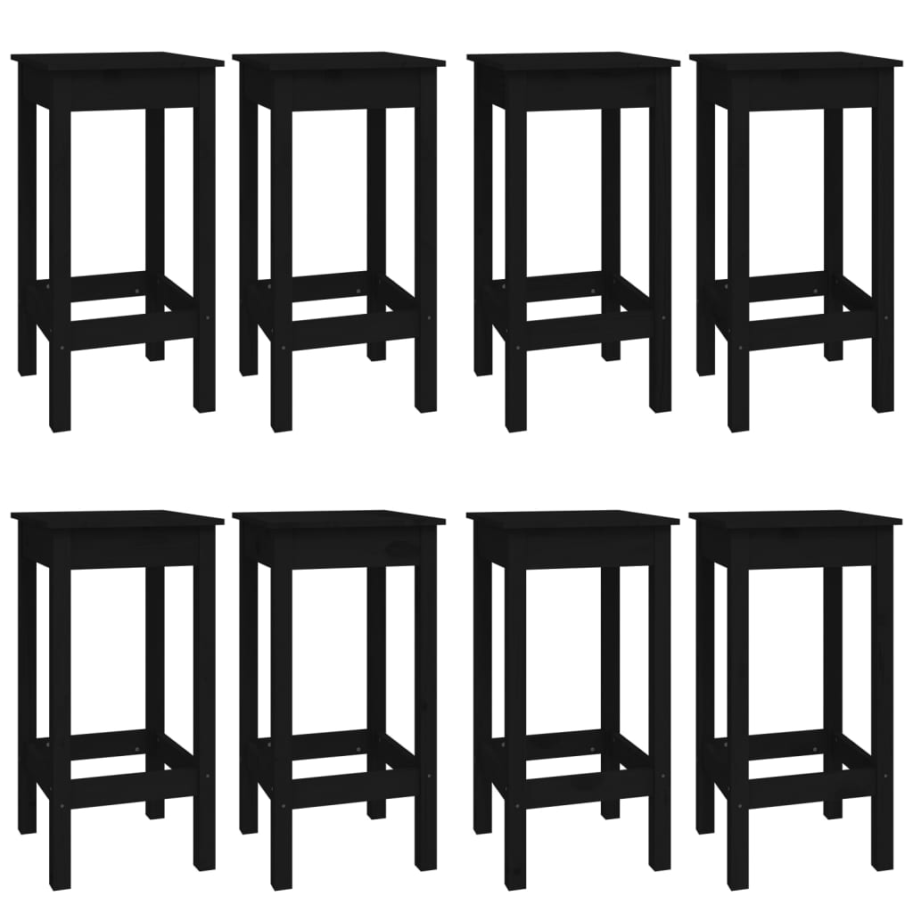 9-piece bar set black solid pine