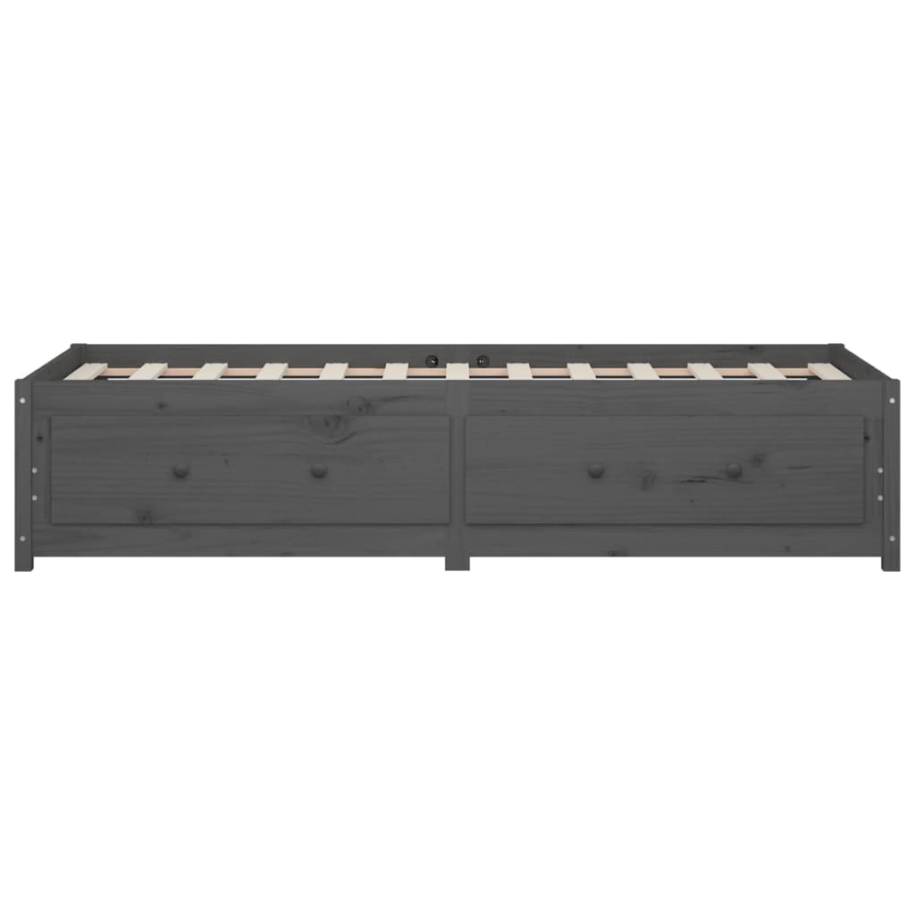 Krevet sivi 90x200 cm puno borovo drvo