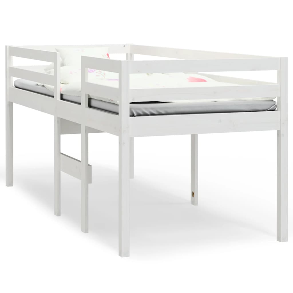 Loft bed white 90x200 cm solid pine wood