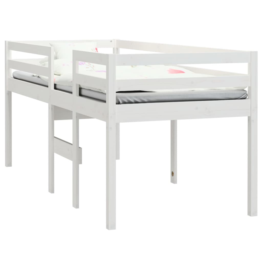 Loft bed white 90x200 cm solid pine wood