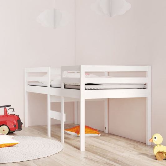 Loft bed white 90x200 cm solid pine wood
