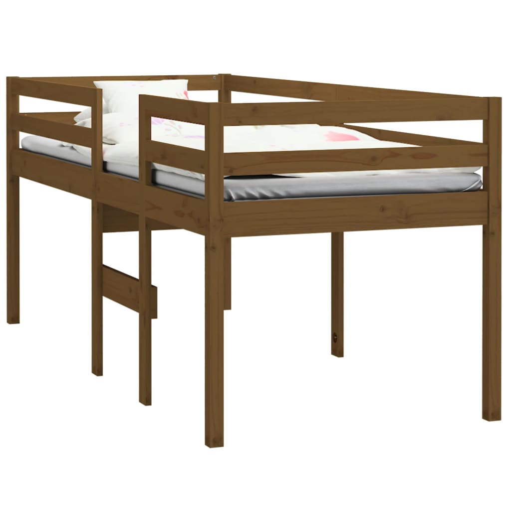 Loft bed honey brown 90x200 cm solid pine wood
